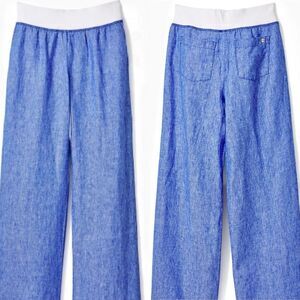 Lilly Pulitzer beckon Beach linen pull on wide leg pant, $158 Lrg E5